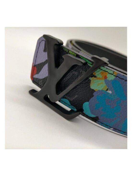 Authentic Louis Vuitton LV Belt Monogram Floral Black main image 5